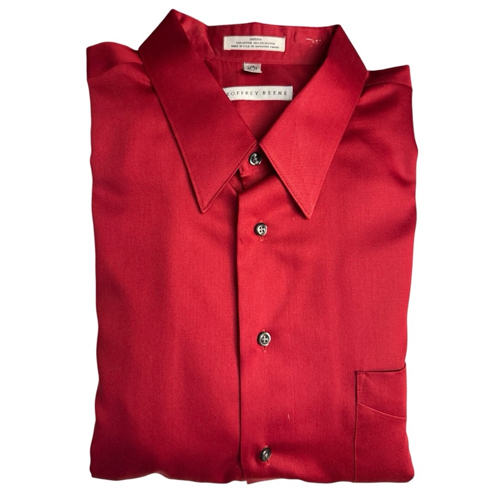 Geoffrey Beene Men’s Red Sateen Wrinkle Free Dress Shirt - Size 35/36 Tall